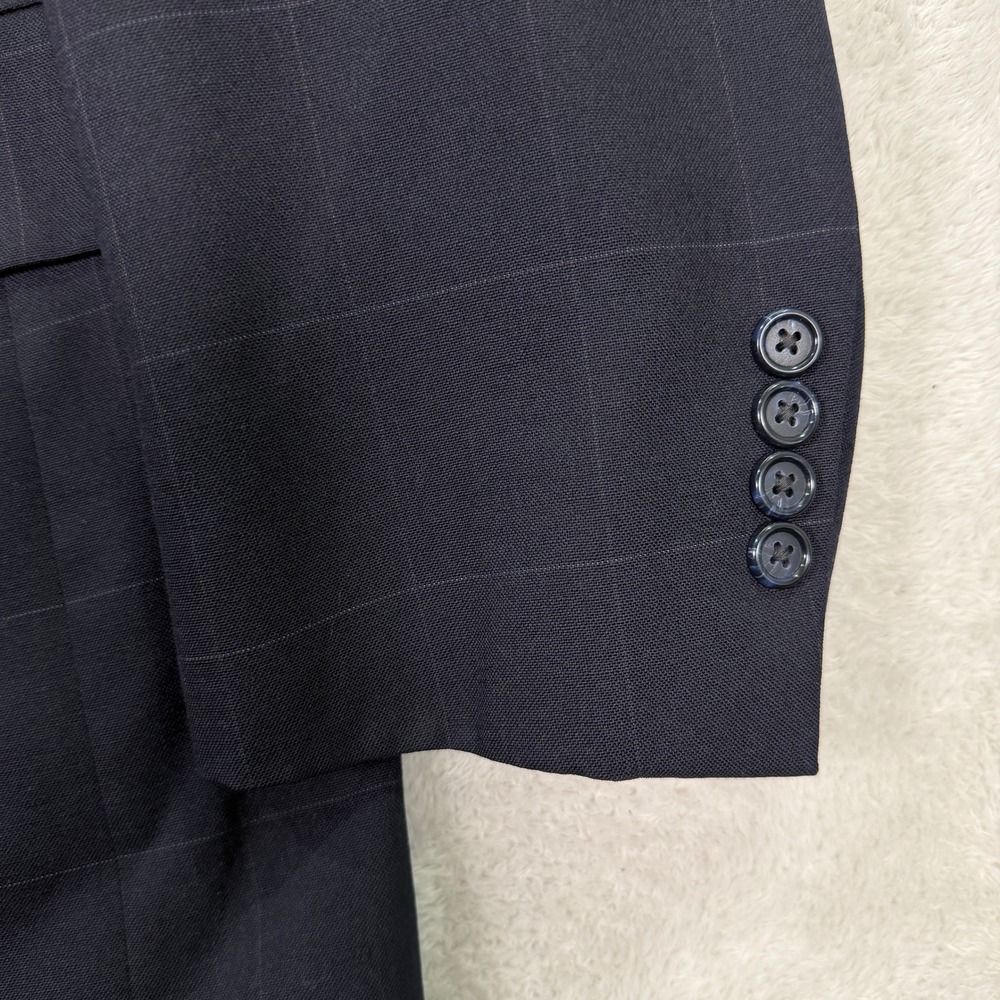 Vintage Brooks Brothers Mens 46L Blazer Sport Coat Navy Blue Windowpane Wool USA - Picture 4 of 12